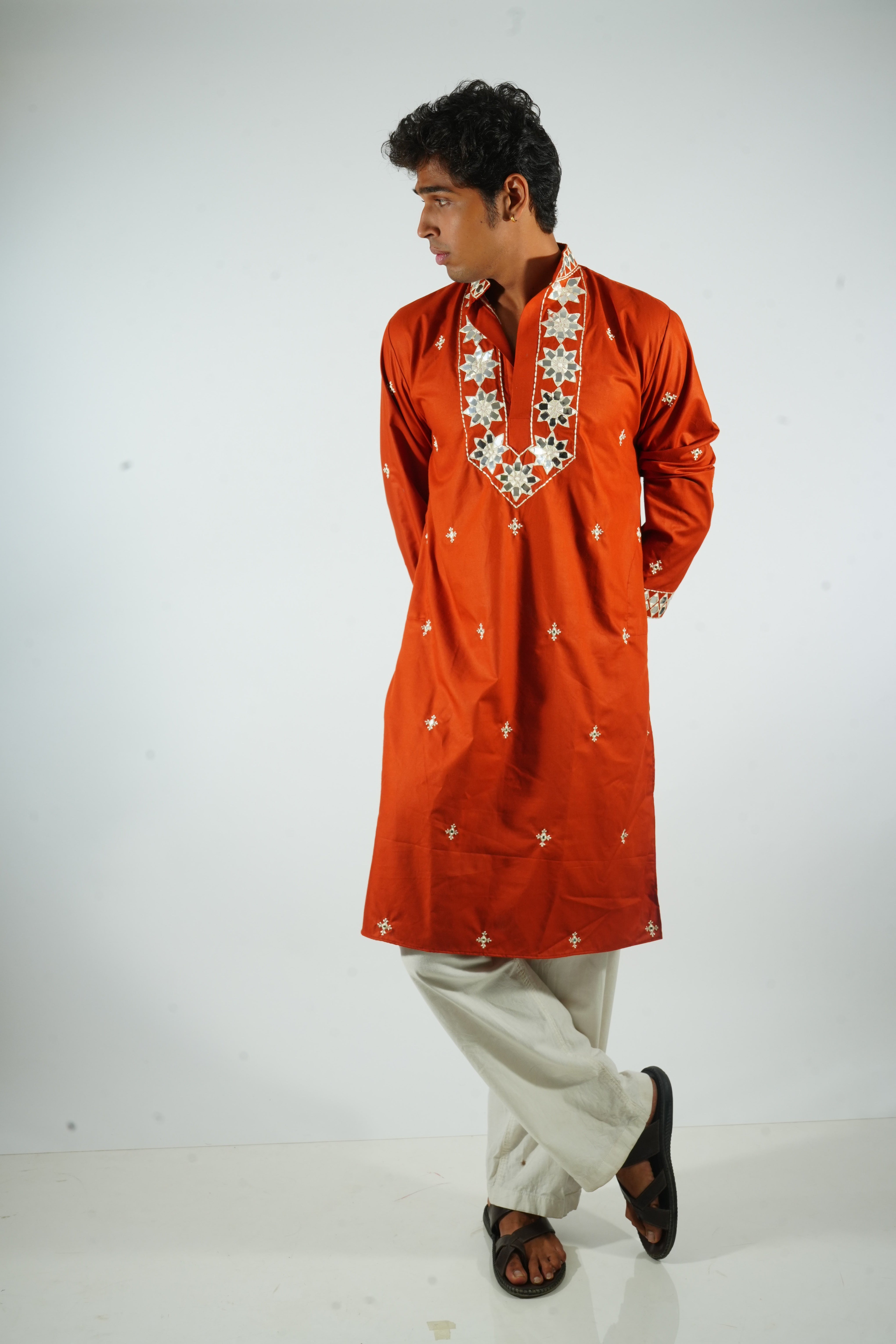 SHAURYA - rust mirrior and zardosi kurta set